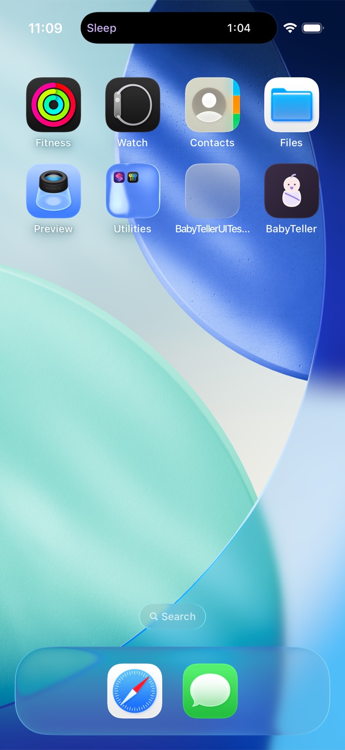 The Dynamic Island showing a running sleep timer.